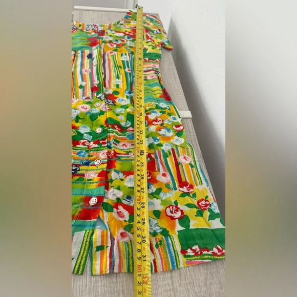 JAMS WORLD Colorful Floral Patchwork Button Front Scoop Neck Short Dress Size 5 - Picture 4 of 7